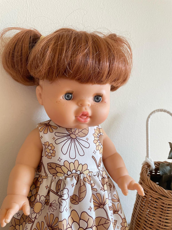 Handmade Doll's Clothing- Dress- Neutral Floral