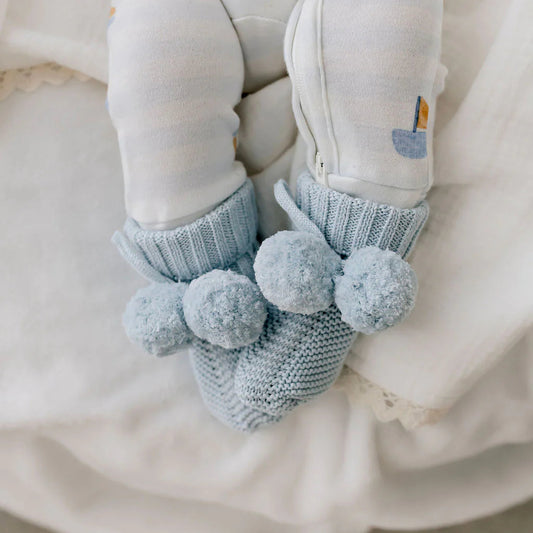 Confetti Kids - Blue Knit Baby Booties