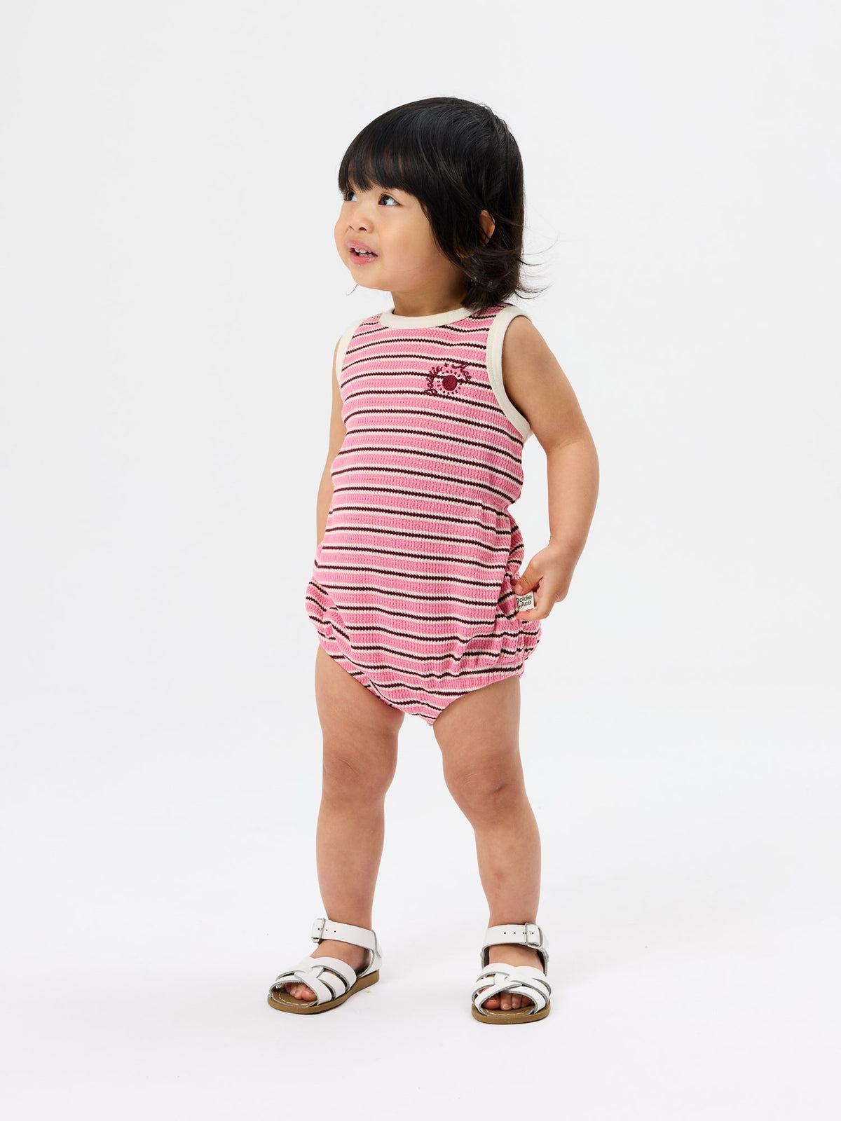 Goldie + Ace - Waffle Bubble Romper Pink