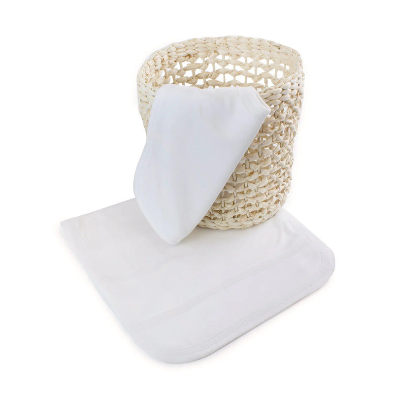 Bubba Blue- White Bamboo Bib & Burp