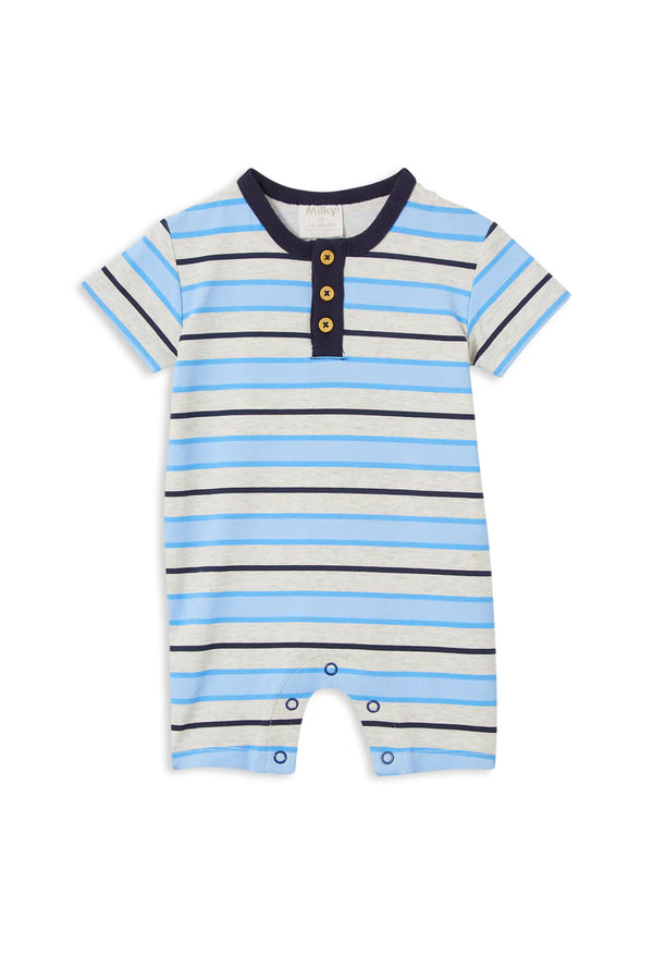 Milky Clothing - Blue Stripe Henley Romper