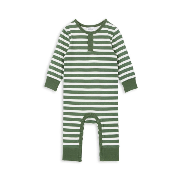 Milky Clothing - Green Stripe Henley Romper