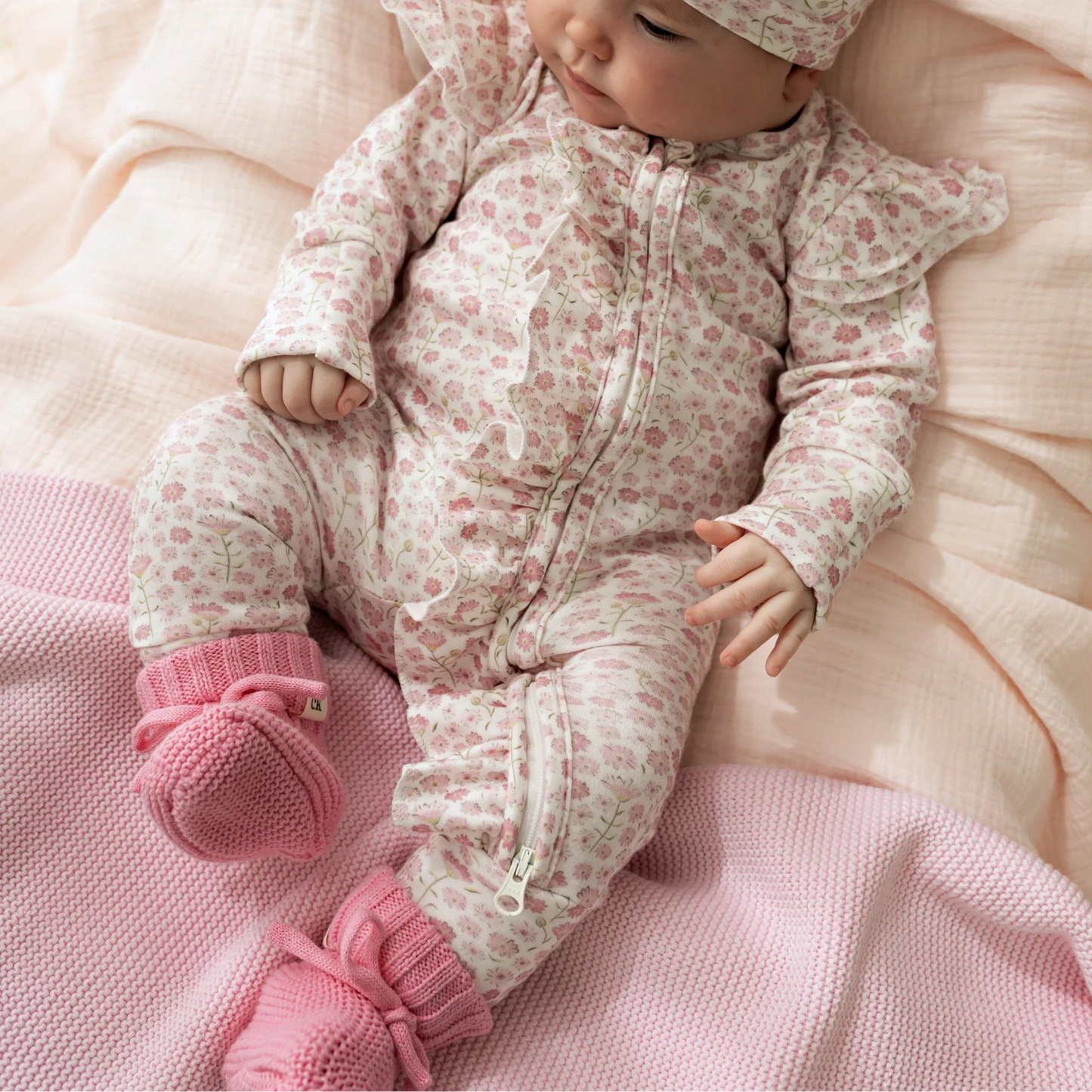 Confetti Kids - Seashell Floral Bloom Long Sleeve Zippy