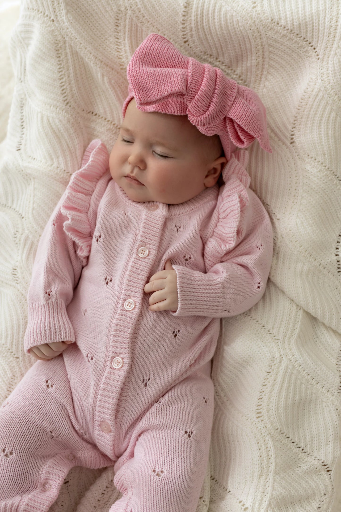 Confetti Kids - Pink Pointelle Knit Romper