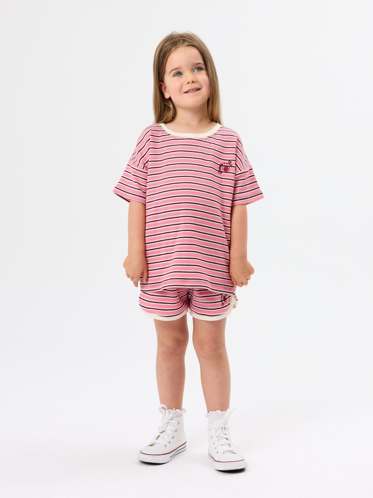 Goldie + Ace - Waffle Stripe T-Shirt Pink