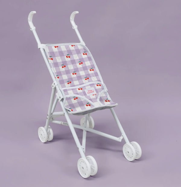 Tiny Harlow - Folding Dolls Stroller - Lilac Gingham Cherry