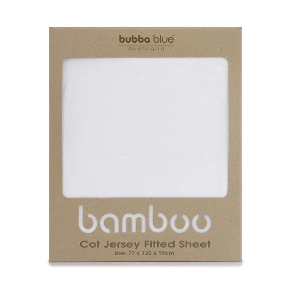 Bubba Blue- White Bamboo Cot Fitted Sheet