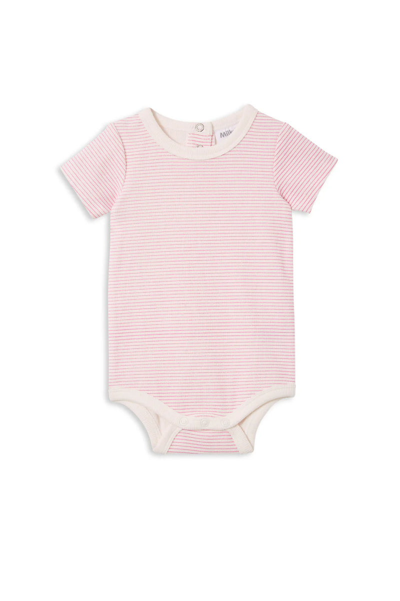 Milky Clothing - Pink Stripe Ribbed Bubbysuit