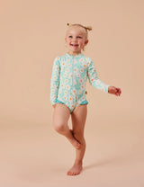 Goldie + Ace - Daisy Delight Long Sleeve Swimsuit Lagoon