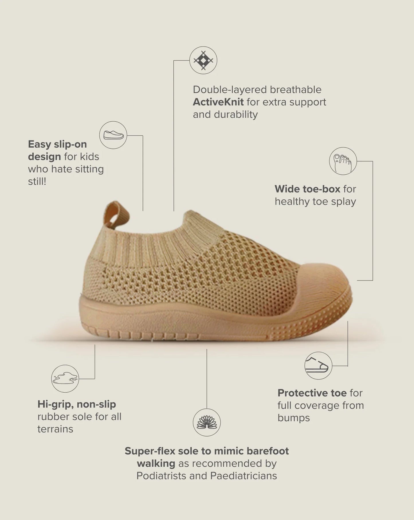 Little Sohls- S-Series Slip On Shoe- Sandstone Brown