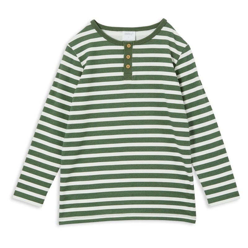 Milky Clothing - Green Stripe Henley