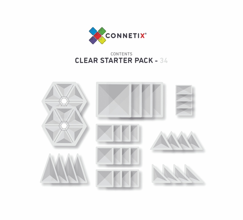 Connetix Tiles- Clear Starter Pack 34 Piece