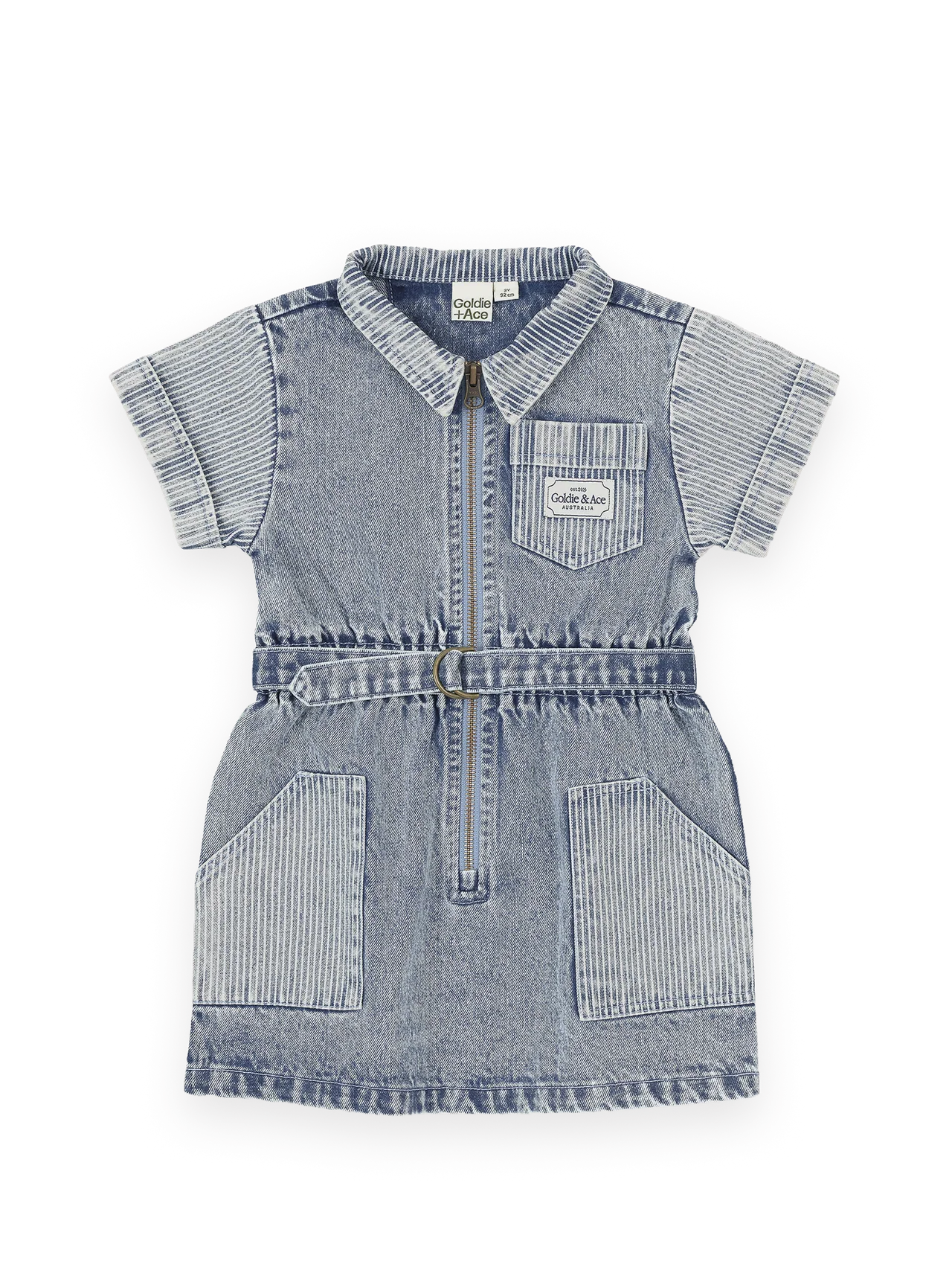 Goldie + Ace - Piper Pinstripe Denim Belted Dress