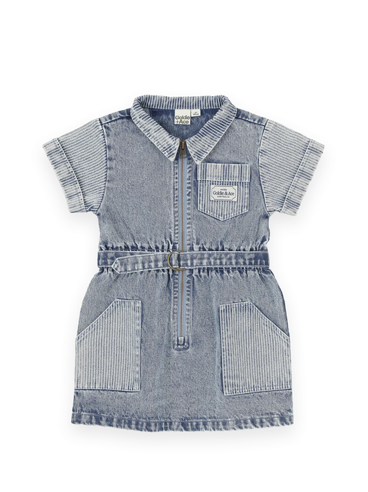 Goldie + Ace - Piper Pinstripe Denim Belted Dress