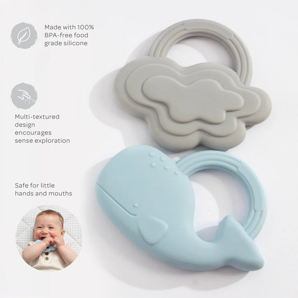 Playground- Pink Silicone Tetther- Whale & Cloud