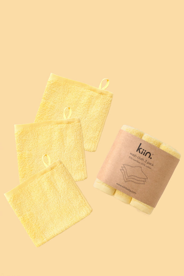 Kiin Baby - 3 Pack Wash Cloth- Buttercup