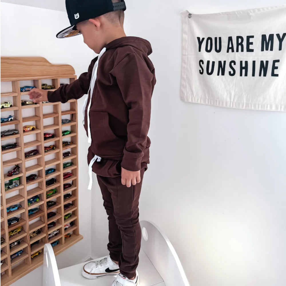 Basic Label Co - Chocolate Kids Fleece Hoodie