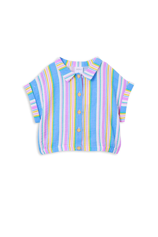 Milky Clothing - Crinkle Stripe Shirt - SIZE 12