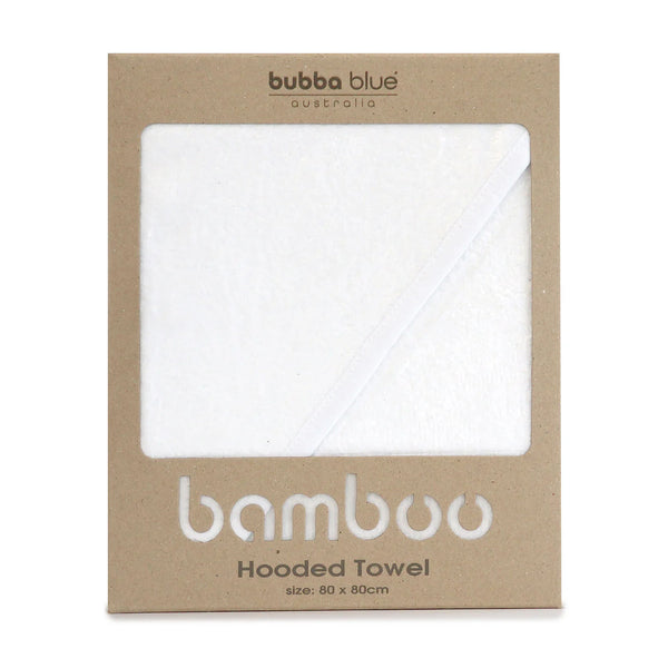 Bubba Blue- White Bamboo Hooded Towel