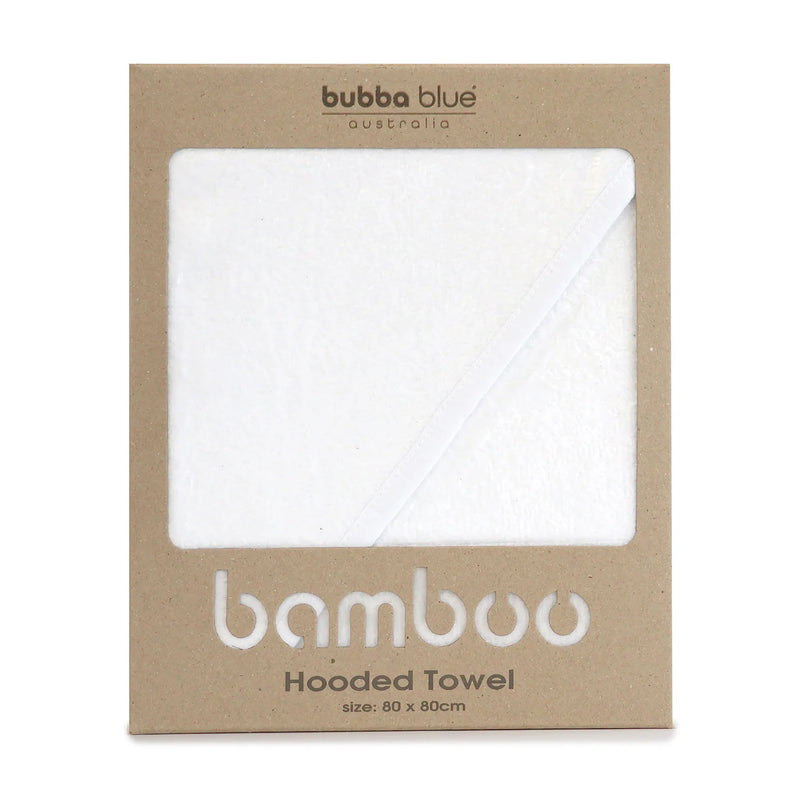 Bubba Blue- White Bamboo Hooded Towel