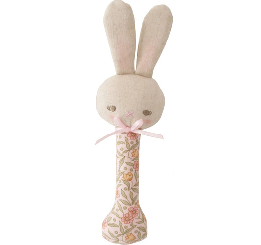 Alimrose - Blossom Lily Linen Bunny Stick Rattle