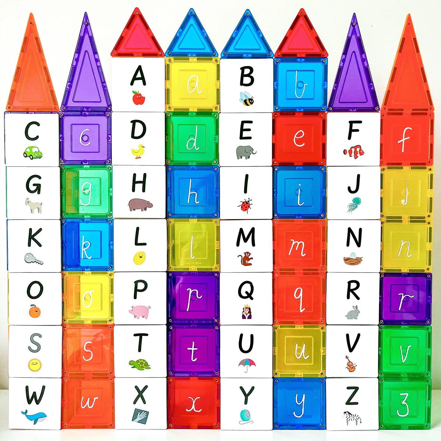 Learn and Grow Toys -Magnetic Tile Topper - Alphabet Upper Case Pack (40 Piece)