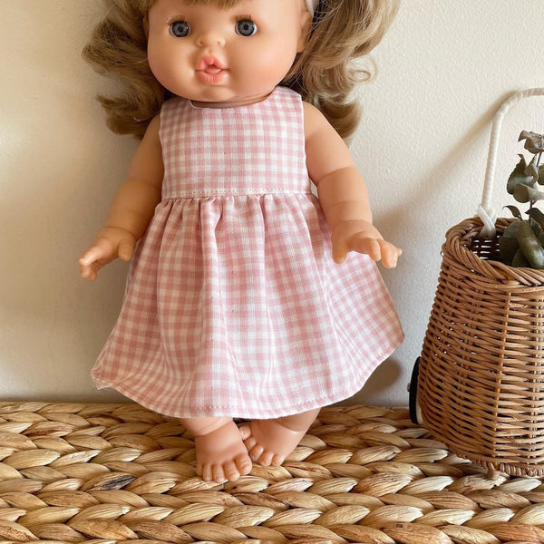 Handmade Doll's Clothing- Dress- Pink Check