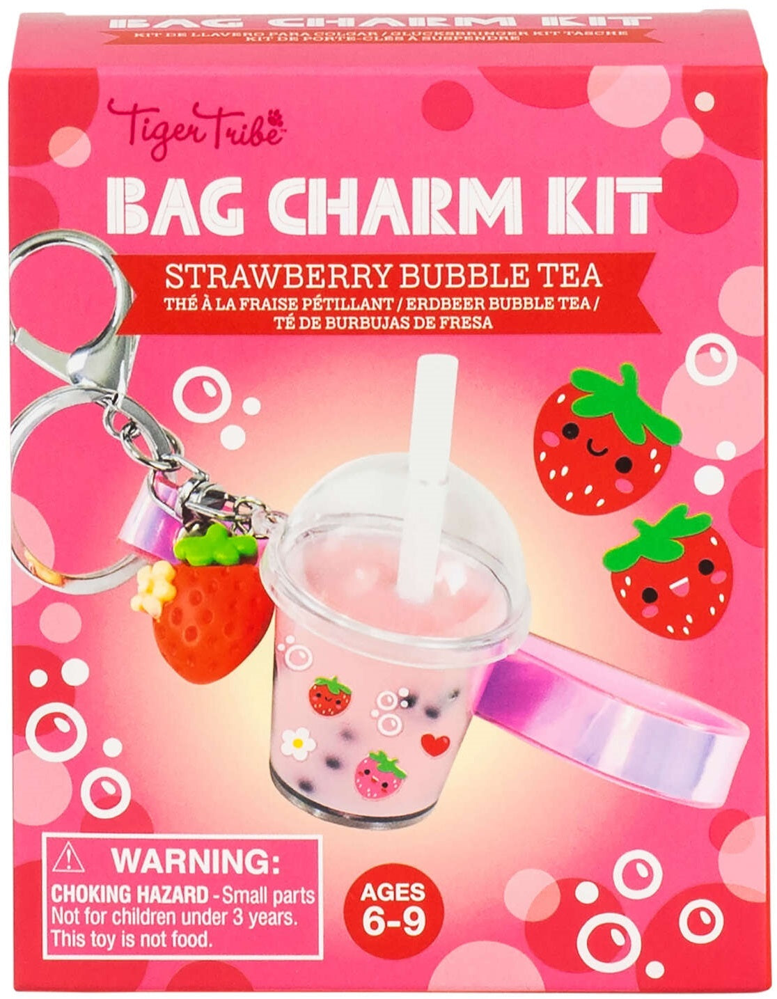 Tiger Tribe - Bag Charm Kit - Strawberry Bubble Tea