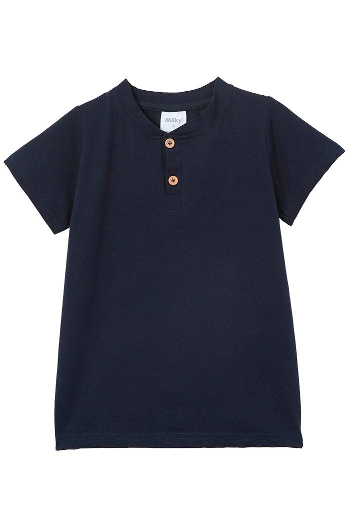 Milky Clothing- Indigo Henley Tee - SIZE 10