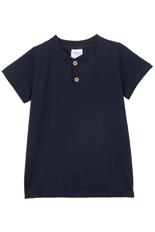 Milky Clothing- Indigo Henley Tee - SIZE 10