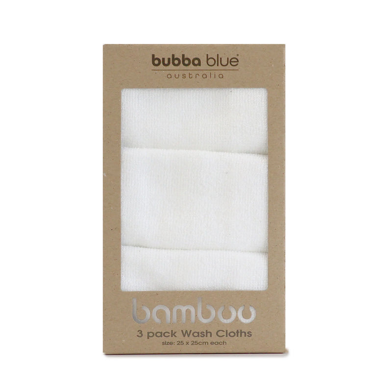 Bubba Blue- White Bamboo Face Washer