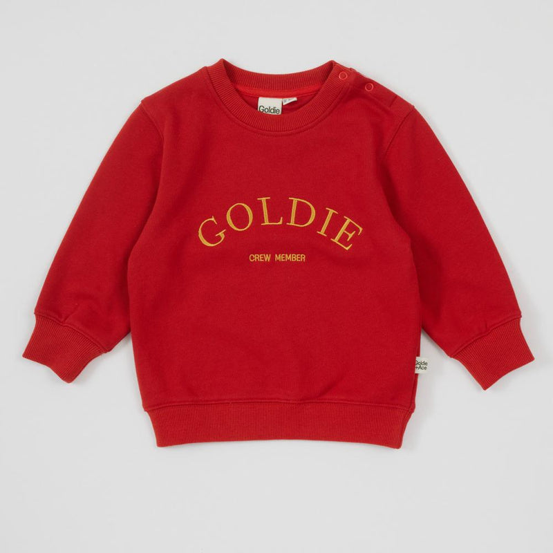 Goldie + Ace - Goldie Crew Embroidered Sweater- Red