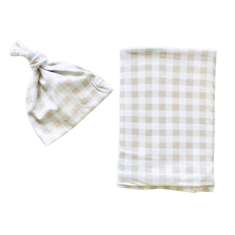 Mini & Me - Nude Gingham Jersey Wrap Set