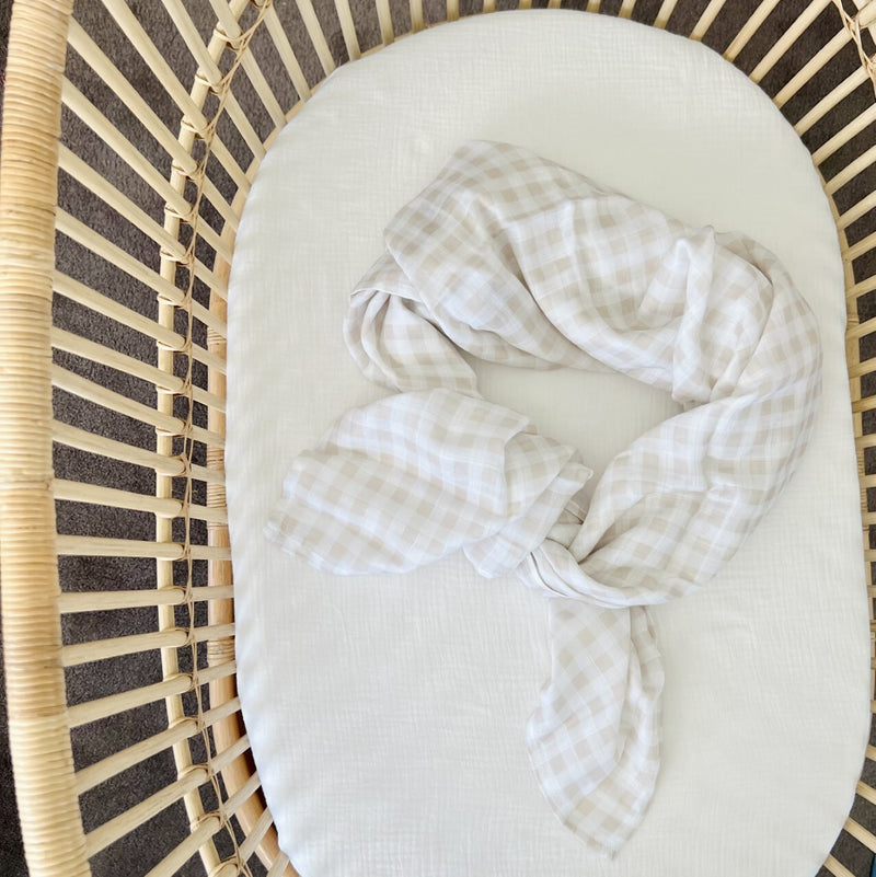 Mini & Me - Nude Gingham Bamboo Muslin Wrap