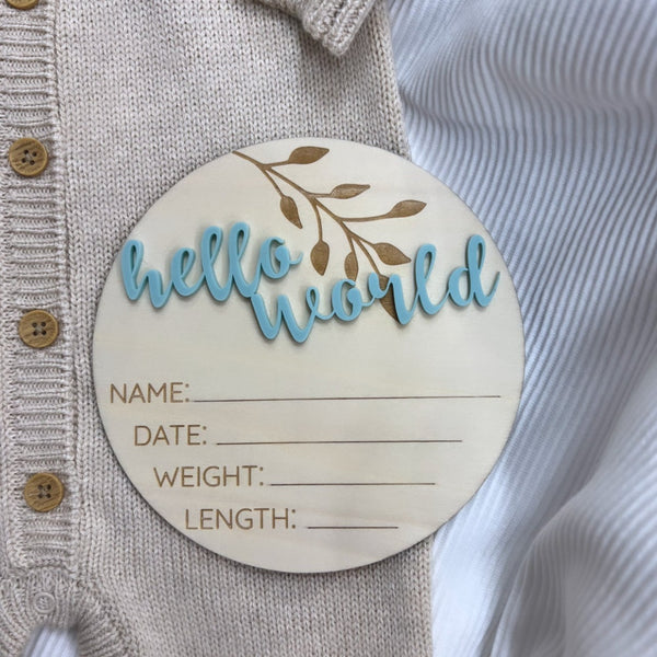 Timber Tinkers- Sea Blue Birth Announcement Plaque