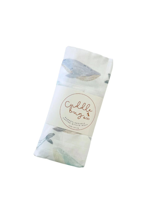 Cuddle Bug & Co - Bamboo Muslin Wrap Whales