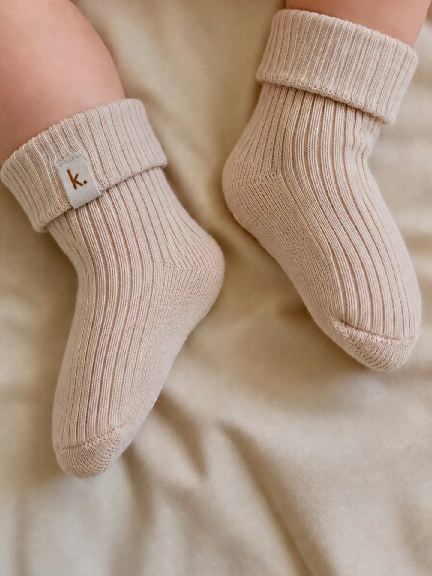 Baby wearing oat Cotton Ribbed Socks