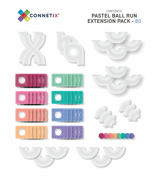 Connetix Tiles- Pastel Ball Run Expansion Pack 80 Piece