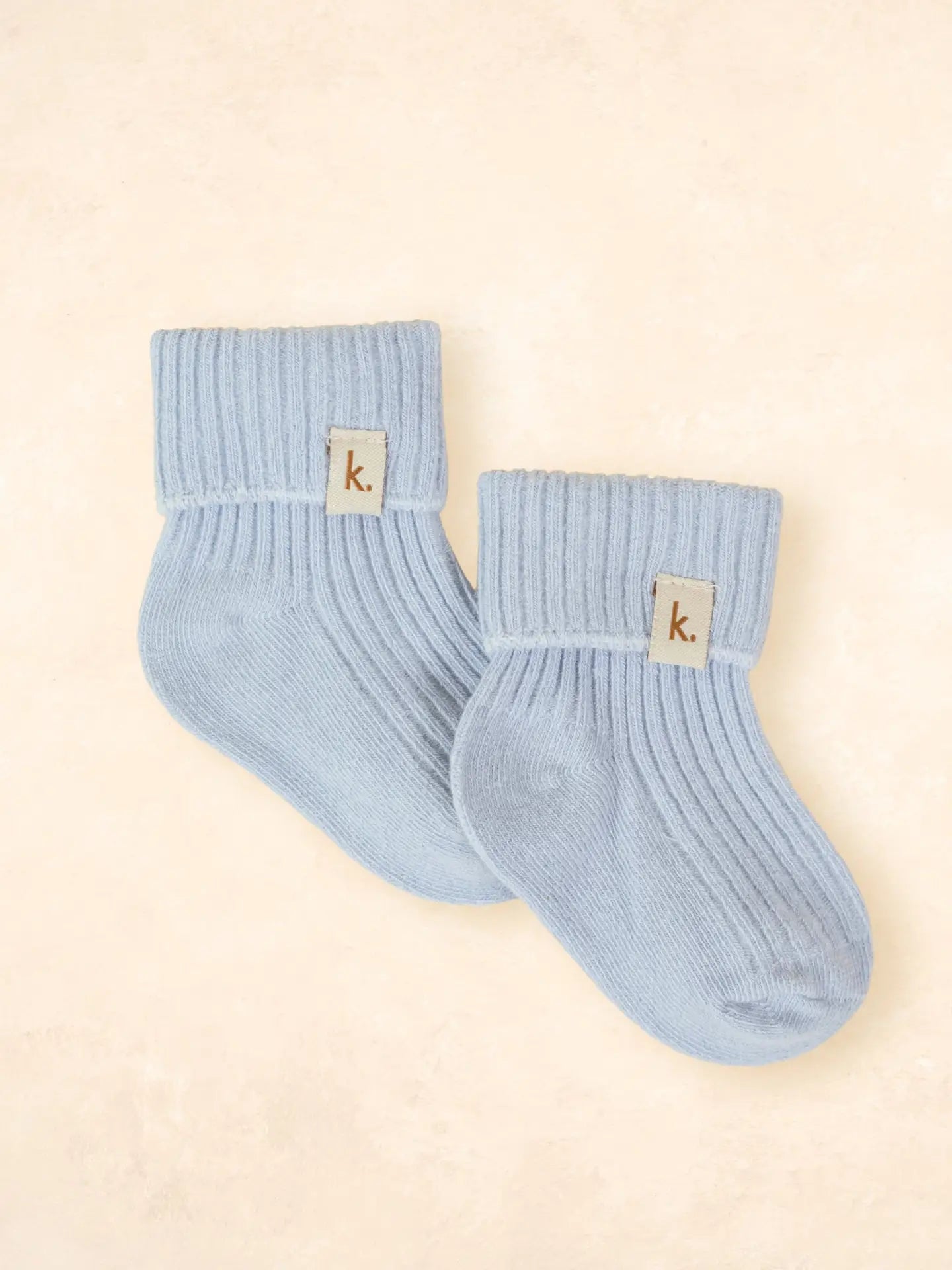 Blue Cotton Ribbed Socks with K logo for Kiin