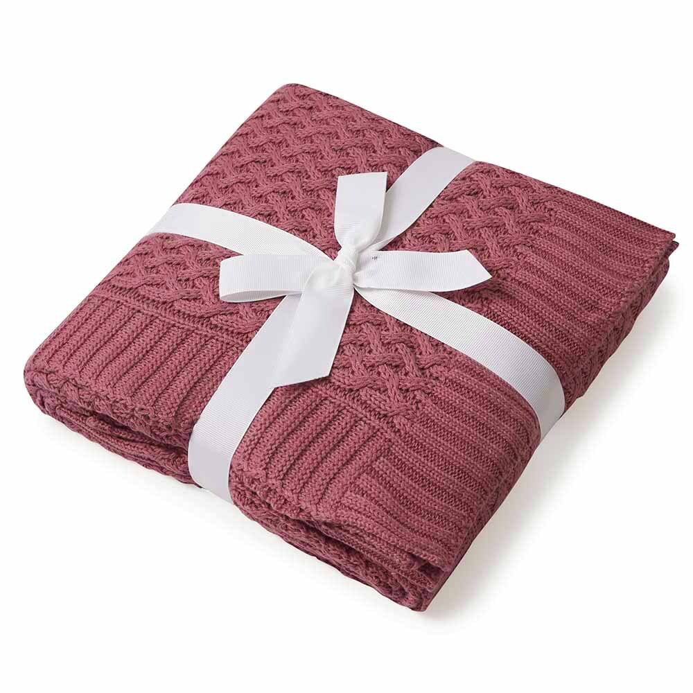 Snuggle Hunny Kids- Mauve Diamond Knit Baby Blanket