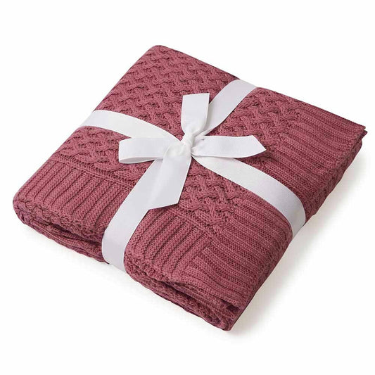 Snuggle Hunny Kids- Mauve Diamond Knit Baby Blanket