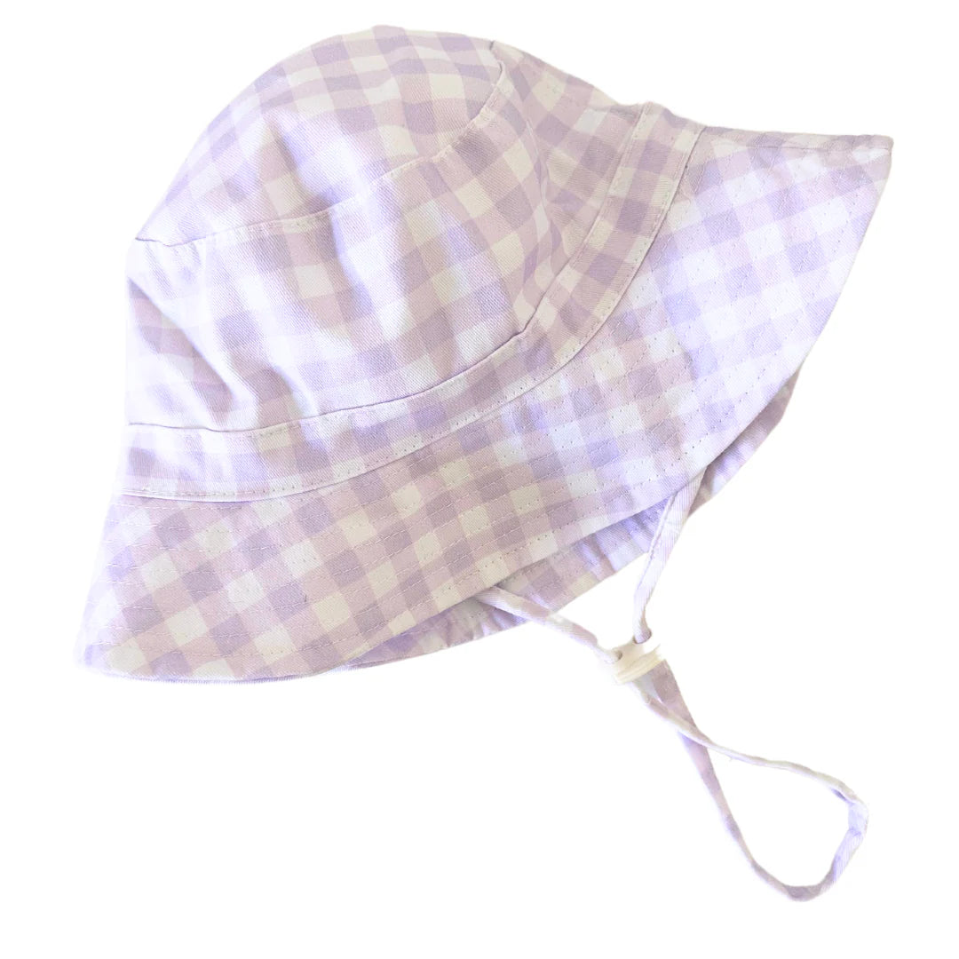 Kinnder- Lilac Gingham Cotton Bucket Hat