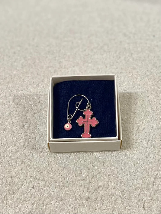 Pink Filakto Cross Baby Pin- Made in Greece