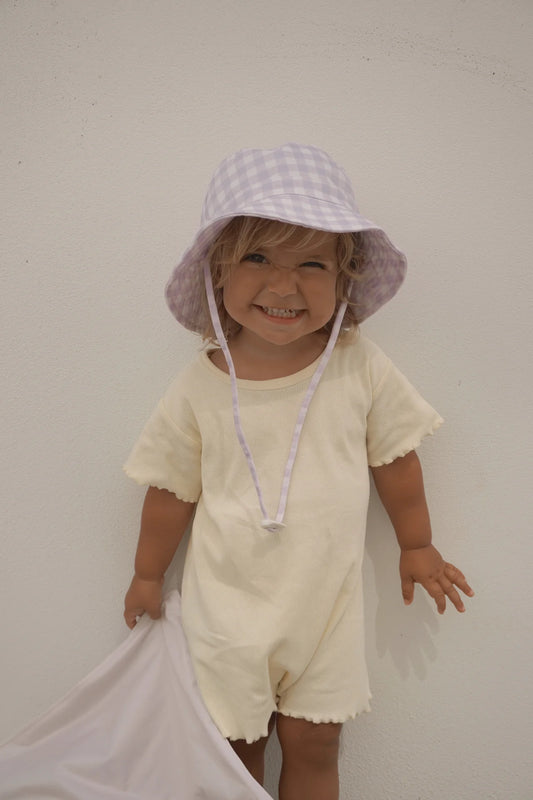 Kinnder- Lilac Gingham Cotton Bucket Hat