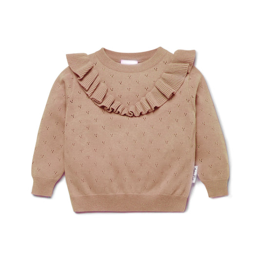 Aster and Oak - Cocoa Ruffle Knit Jumper
