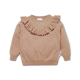 Aster and Oak - Cocoa Ruffle Knit Jumper