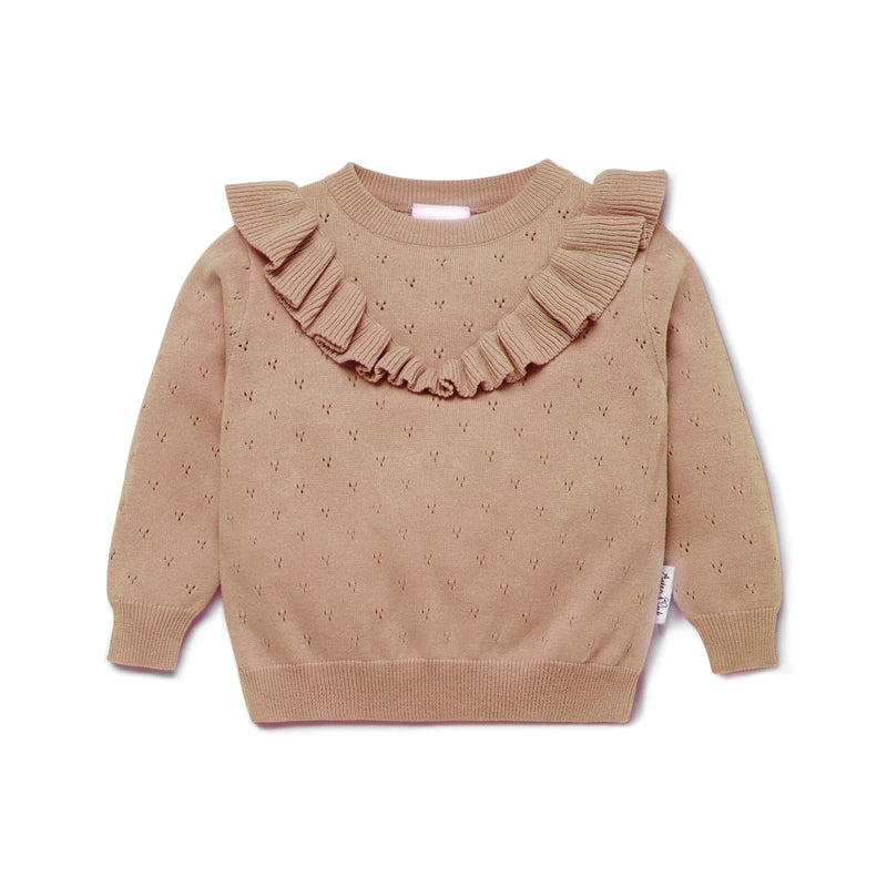 Aster and Oak - Cocoa Ruffle Knit Jumper