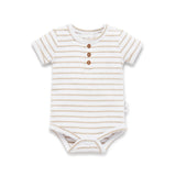 Aster and Oak - Stripe Rib Henley Onesie