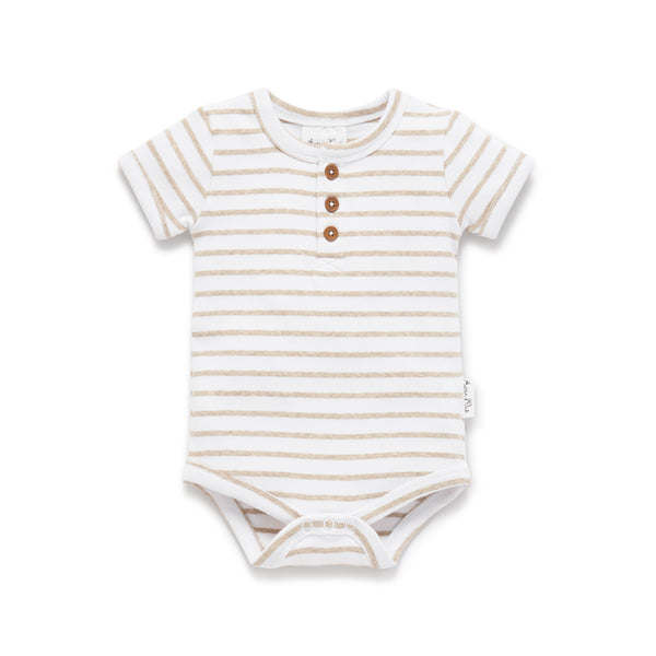 Aster and Oak - Stripe Rib Henley Onesie