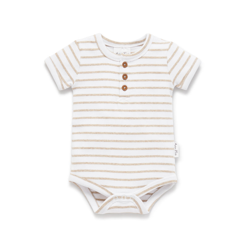 Aster and Oak - Stripe Rib Henley Onesie